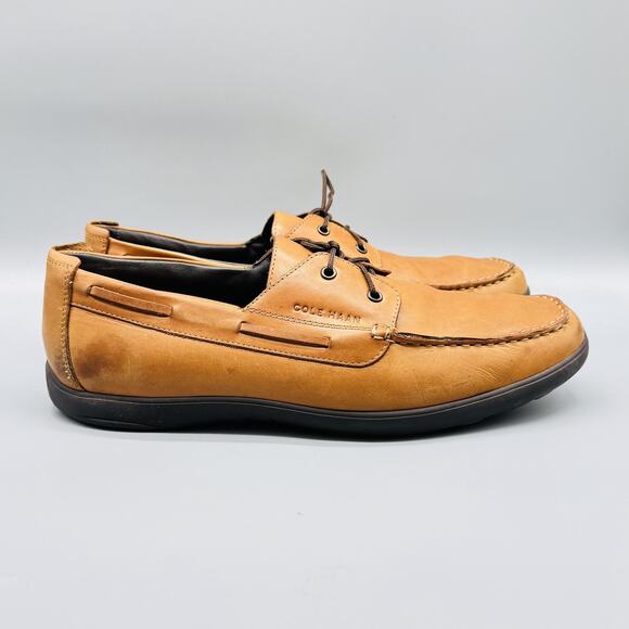 Cole Haan Shoes Mens 13 Brown Leather Harbor Boat Moc Toe Casual Lace Up Classic - Picture 1 of 11